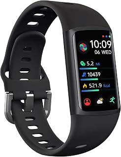 FITVII FINO 2 Slim Fitness Tracker Smartwatch: 24/7 Heart Rate, Blood Pressure, SpO2, Sleep Monitor, IP68 Waterproof Activity Tracker for Women Men