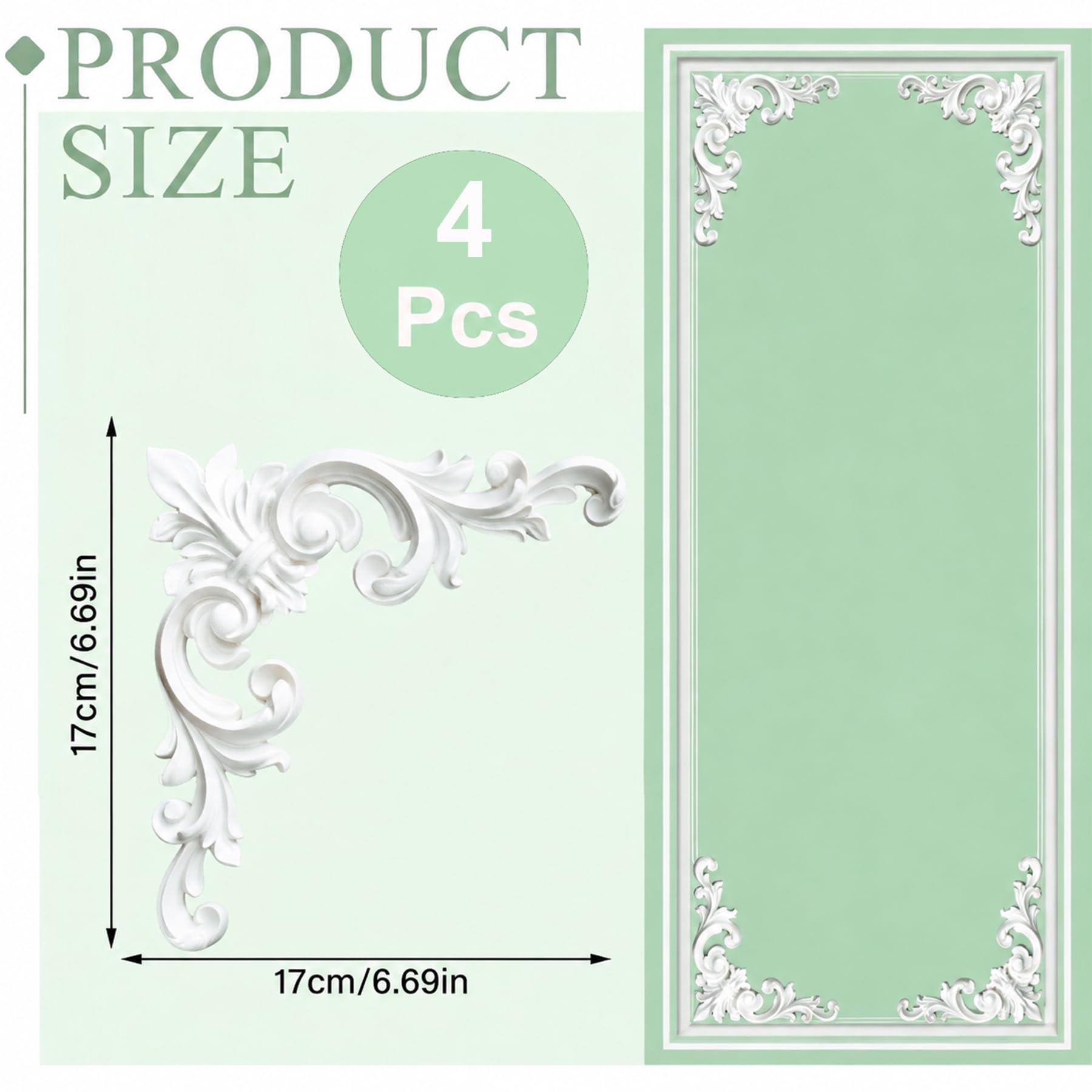 4 PCS Angolari Decorativi per Pareti E Soffitti in PU Modanature Angolari 3D con Decorazioni Floreali Profili Decorativi Verniciabili per Cornici E Angoli Elegante Finitura
