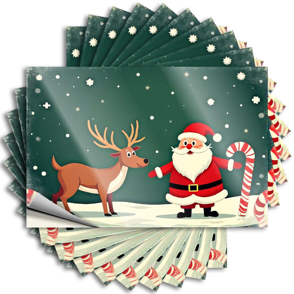 Cocoa Wall Tattoos - Santa Claus and His Reindeer in A Snowy Night. Reading Durable Sticker Easy Apply for Motorcross Decor(12X18CM)