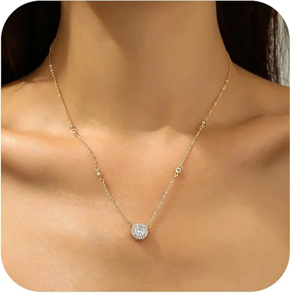 ANDKISS Gold Necklaces for Women - Dainty Necklace 14k Gold Plated Necklace Simple Gold Charm Jewelry For Women