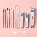 Simois Stainless Steel Nail Cutter, Nail Cutter Set, Nail Care Kit, Nail Grooming Set, Professional Manicure Set, 10 in 1 Pedicure Tools Kit for Men & Women (Pink) gallery image
