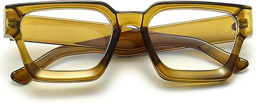AIEYEZO Lentes cuadrados de marco grueso para mujeres y hombres, anteojos de luz azul de moda, elegantes anteojos de computadora (verde oliva)