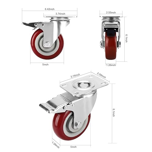 Miniatura 7 de Ruedas giratorias PRITEK RED
