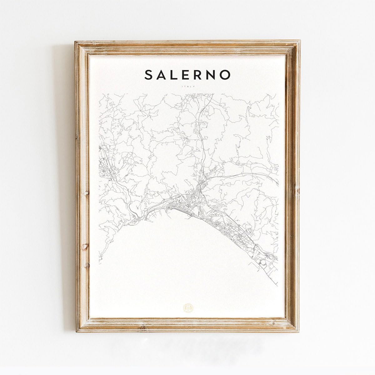 Modern Grey Poster of Salerno Italy | 11x17 12x18 16x24 24x36 Unframed Mininal Wall Art | Minimalism Hometown City Traveler Print for Gift | Minimalist Home Office Decor