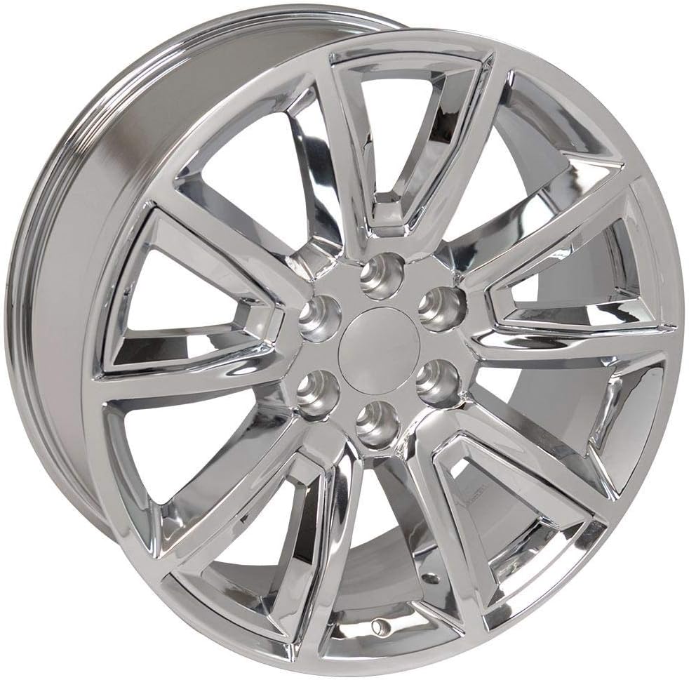 OE Wheels CV73 20 Inch Rims and Tires Fit Tahoe Style 6x139.7 20x8.5 Chrome with Chrome Insert - Hollander 5696 - TS-37 AT 275/55-20 (Set of 4)