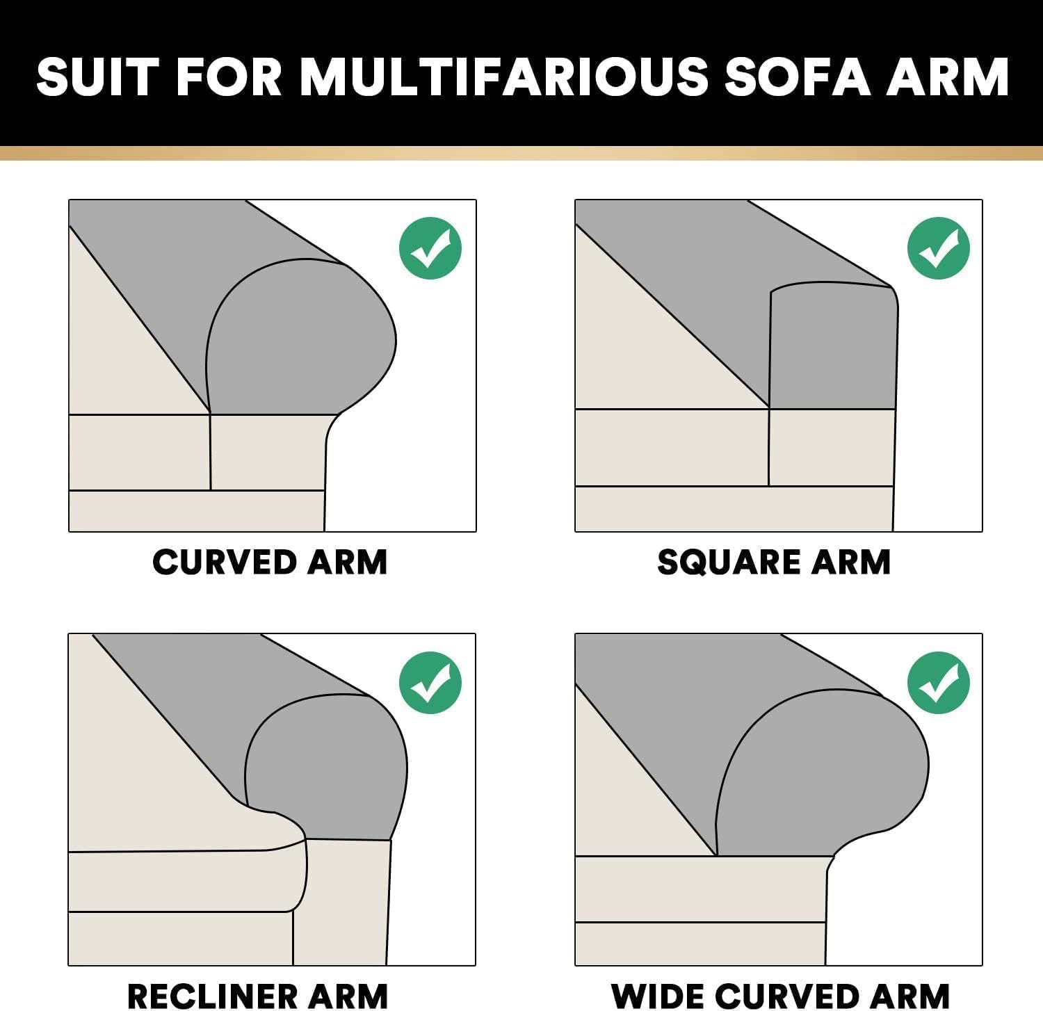 Stretch Velvet Sofa Armrest Covers Arm Covers for Chairs and Sofas Anti-Slip Couch Armrest Covers with Sticker Furniture Armrest Protector for Sofa Couch Chair Recliner (Set of 4,Black)