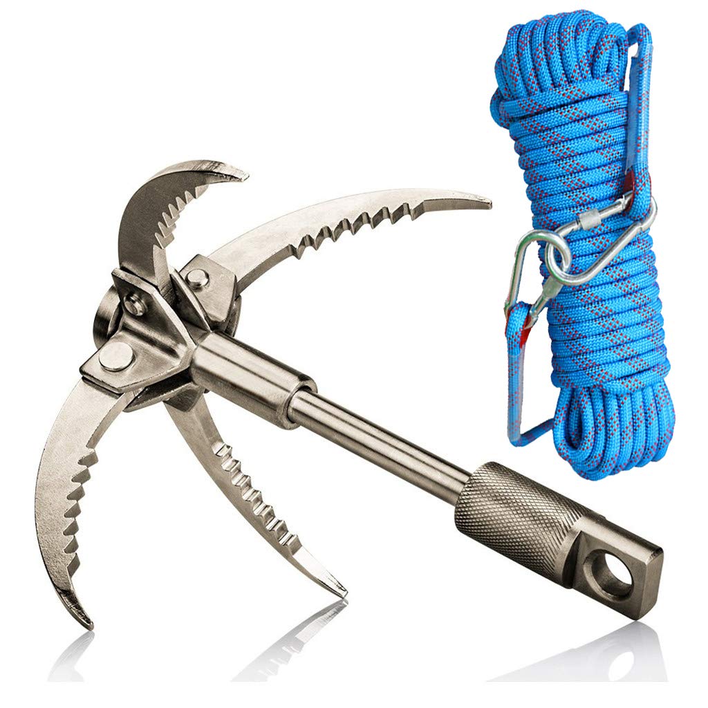 Gancio di Presa, con 2 Moschettone, Corda per Arrampicata di Sopravvivenza, Corda Ausiliaria da 10 M / 33 Piedi 10 Mm