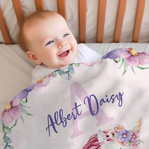 Vista 12 de Hyturtle Manta personalizada con estampado de vaca con nombre, mantas de bebé personalizadas para niños y niñas con estampado de vaca blanca y Vaca 7