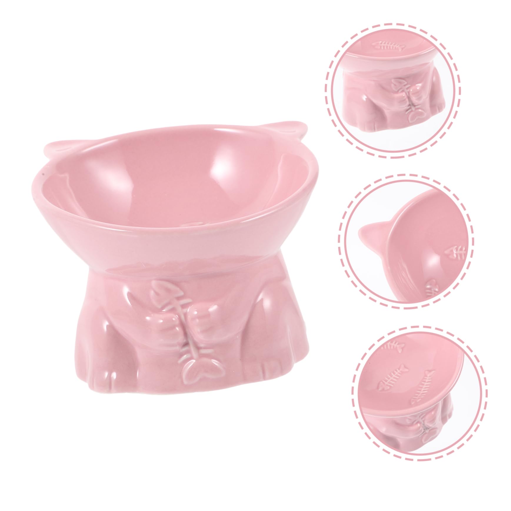 Yardwe Ciotola Rialzata Ceramica Per Gatti Design Unico Antiscivolo Per Cibo e Facile Da Pulire e Protegge Vertebrale Colore Pesce