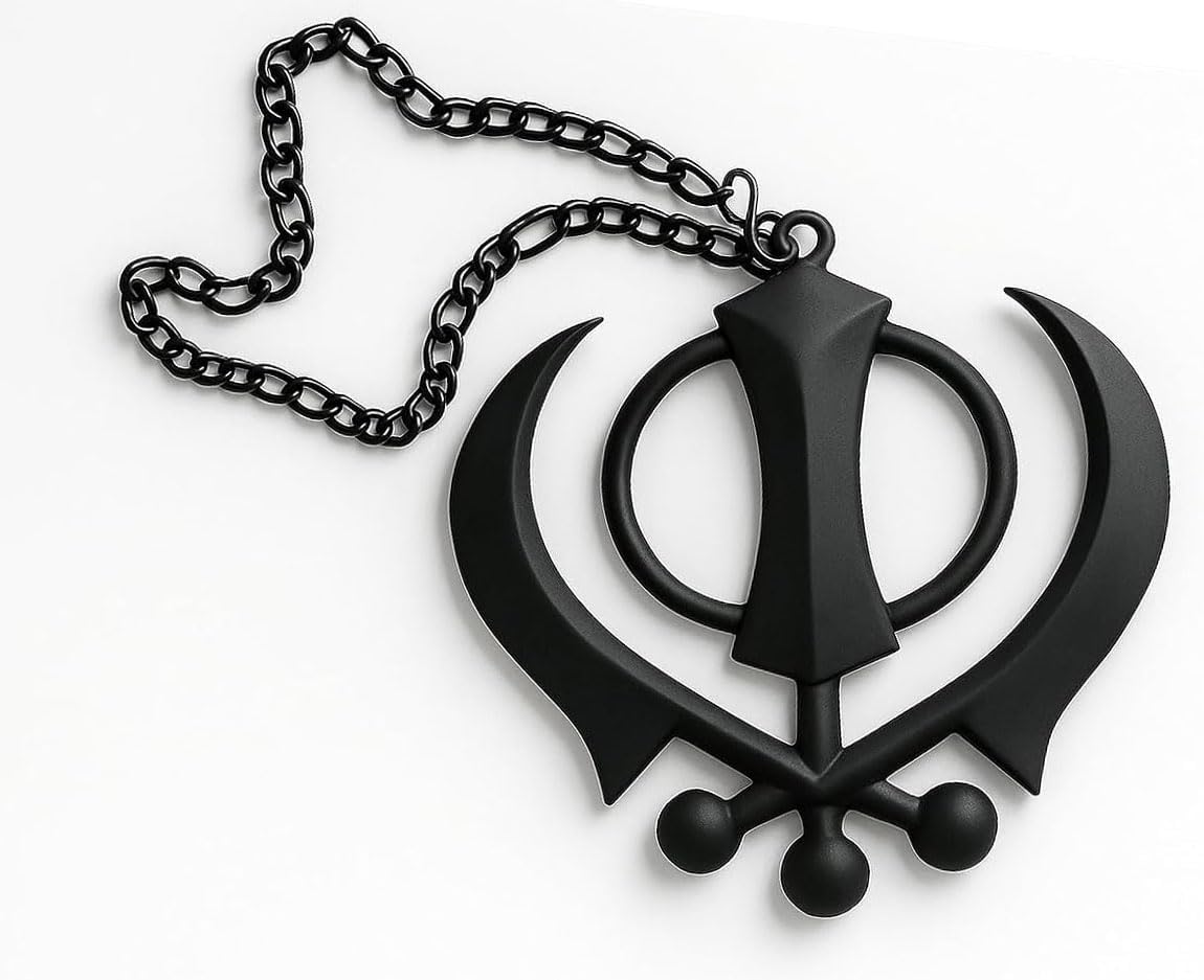 Khanda for Car Rear Mirror Hnaging Hanging (Medium, Black)