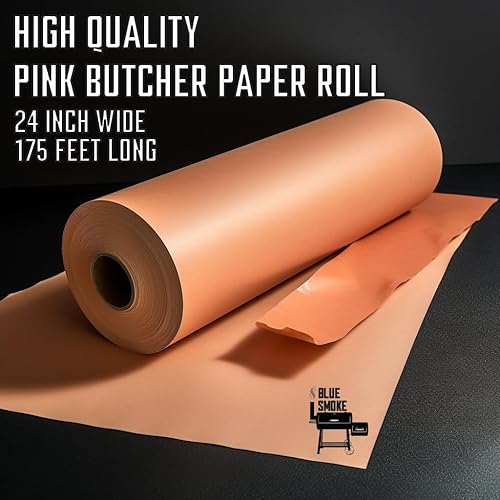 Miniatura 6 de BLUE SMOKE Rollo de papel de carnicero rosa extra ancho (24 pulgadas x 175 pies), sin encerar, sin recubrimiento, rollo de papel kraft de grado