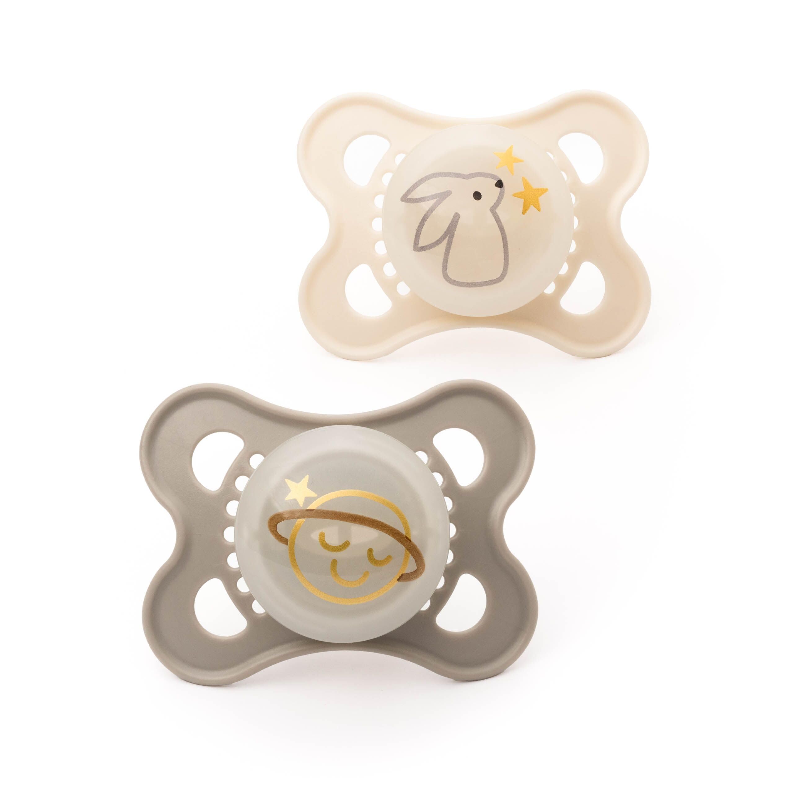 MAM Original Glow-in-the-Dark Dummies, 0-6M, 2 Pack, Orthodontic Design