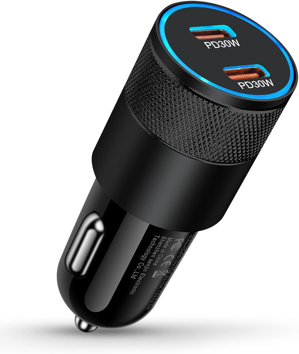 USB C Car Charger, 60W Cigarette Lighter Flush Adapter, Type C Fast Charging Car Plug Block for iPhone 16 15 14 13 Pro Max, Galaxy S24 S23 Ultra, Pixel 9 8 7 6 Pro, LG Stylo, Automobile USB PD Port