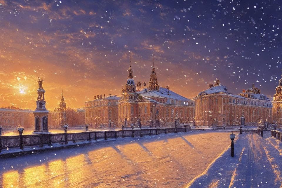 Toile murale de Saint-Pétersbourg Meechi 50x70 cm poésie d'une scène d'hiver