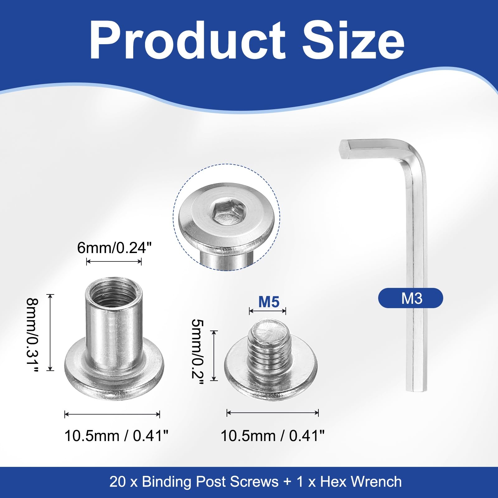 PATIKIL M5x5mm Hex Chicago Screws 6x8mm - Image 2