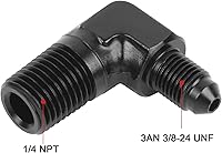 Vista 2 de EVIL ENERGY 3AN macho acampanado a 1/4" NPT tubo adaptador de ajuste de 90 grados aluminio negro 2 piezas