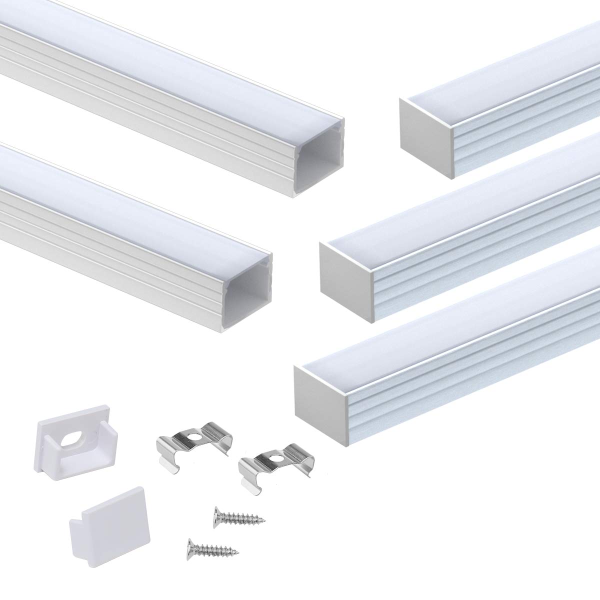 Muzata 5Pack 3.3FT/1M Plus-Size LED Channel System for Waterproof LED Strip up to 16mm Width Silver LED Strip Channel 18x13mm Spotless Milky White Anti-UV Protect Cover U103 WW