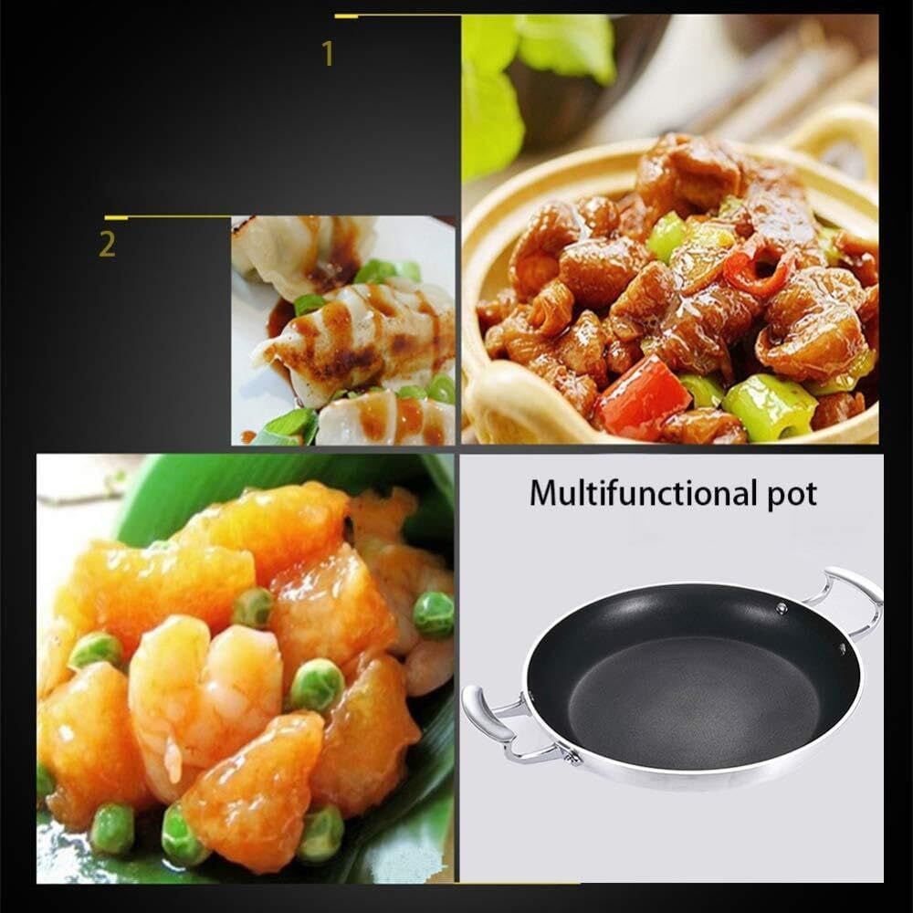 Non-Stick Pan – Aluminum Alloy Frying Pan with Glass Lid, Double Handle, Suitable for All Stovetops, Including Induction, Easy to Clean-One Color-34cm