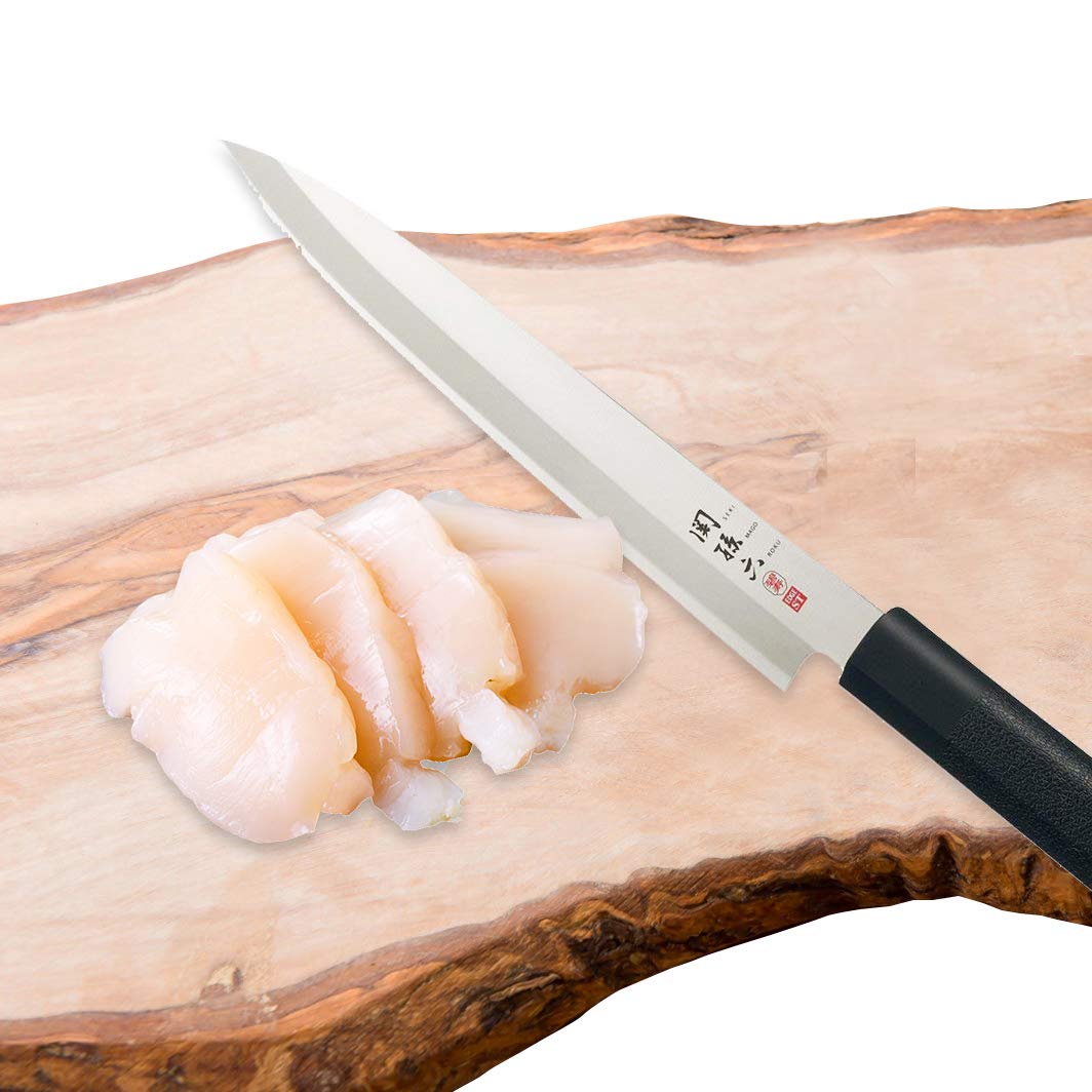 KAI Seki Magoroku Kinju et Hekiju Yanagiba gaucher 21,0 cm de longueur de lame - 8A solide & SUS420J2 - 58 & 56 (±1) HRC - artisanal - Pakkawood & plastique PP - Couteau à poisson - Fabriqué au Japon