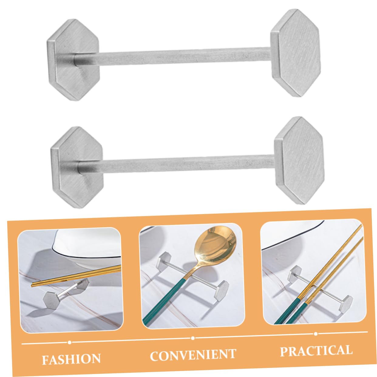 Garneck 4pcs Desktop Fork Rest Stainless Steel Chopstick Rest Novel Shape Flatware Rest Silver Stainless Steel Chopstick Holder