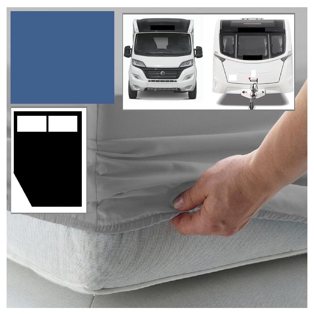 Bedtime Comforts Ltd Denim Caravan Or Motor Home "Corner Cut Off" Fitted Sheet - 300 Thread Count Percale Material - Hand Made To Order - 10" (26Cm) (, Left Hand Cut Off)