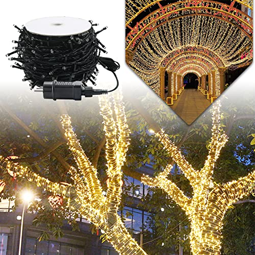 Cadena de luces de 1000 LED blanco cálido de 100 m para decoración exterior de Navidad