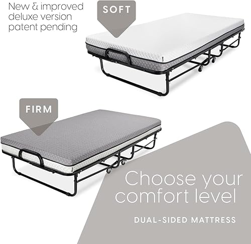 Miniatura 18 de Milliard Deluxe Diplomat - Cama plegable con colchón para adultos, tamaño individual, cama plegable portátil con colchón de espuma viscoelástica de