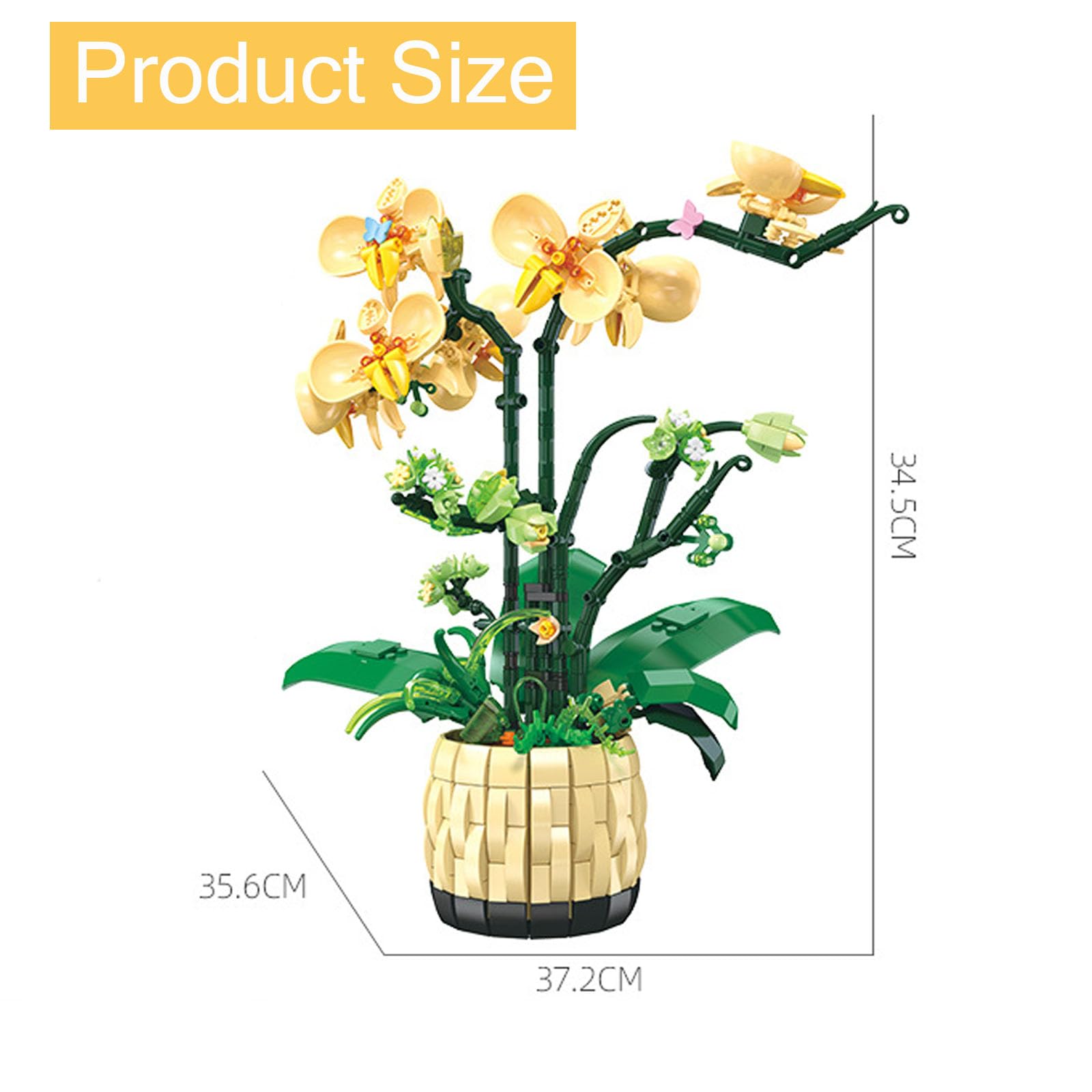 Orchid Building Blocks Set, Flowers Bouquet Building Bricks Kit, 971 PCS Botanical Collection Building Blocks Toy - Image 2