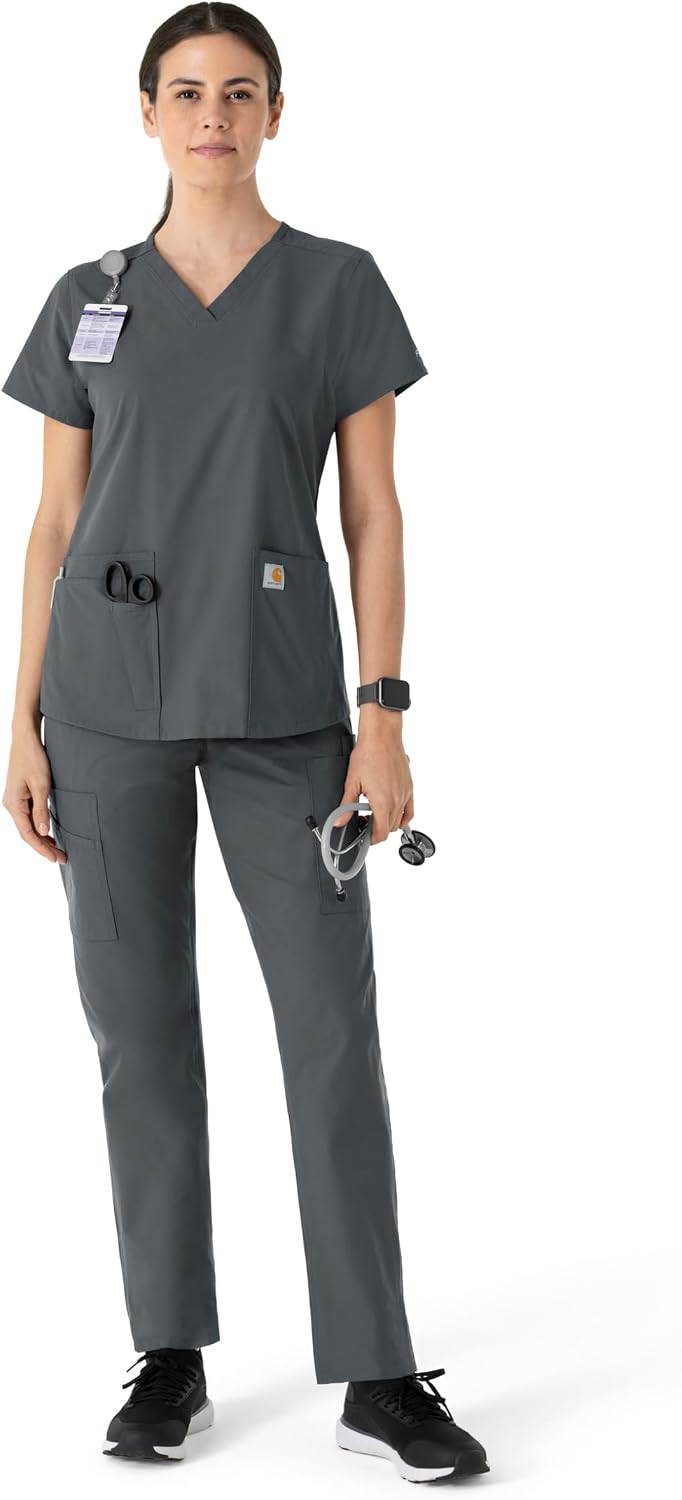 Carhartt Scrubs for Women, Force Essentials, V-Neck Tops with 5 Pockets