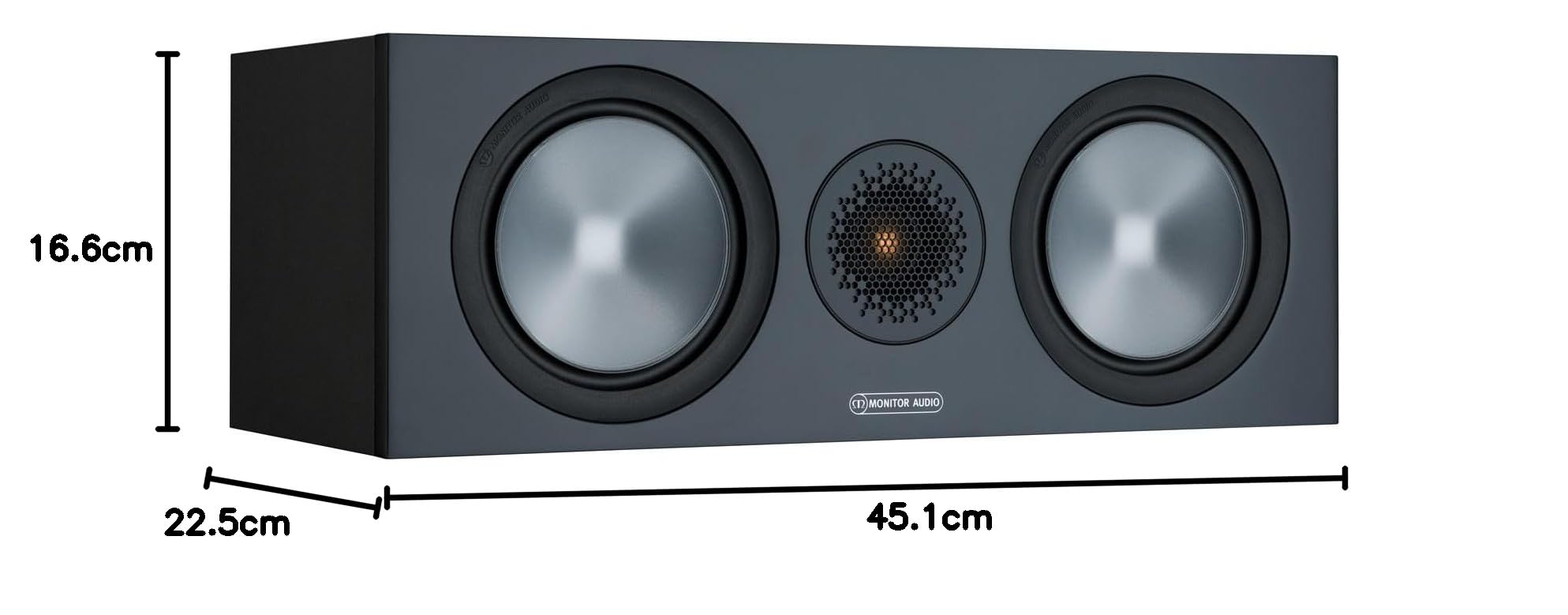 Monitor Audio Bronze C150 6G | Farbe: Schwarz | Center-Lautprecher | Stück | Heimkino | 2-Wege | 8 Ohm | 120 Watt | Magnetische Abdeckung | Geschlossenes Gehäuse | Passiv