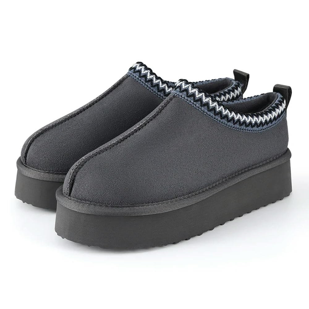GLDFW - Pantuflas de invierno para mujer, esponjosas, cálidas, para exteriores, de algodón, con forro de felpa, gris, 40 EU