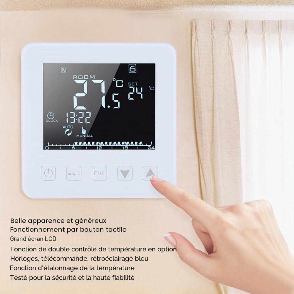 Thermostat Programmable 16A Ecran Digital LCD Thermostat De Chauffage Électrique Contrôleur De Température Ambiante