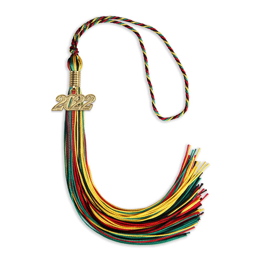 Endea Graduation Mixed Double Color Tassel with Gold Date Drop (Kente, 2022)