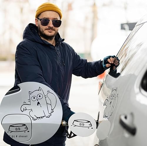 Miniatura 3 de Calcomanía para tanque de gasolina para automóvil, gato hambriento, divertida calcomanía para automóvil, vehículos, camiones, camionetas, pared,