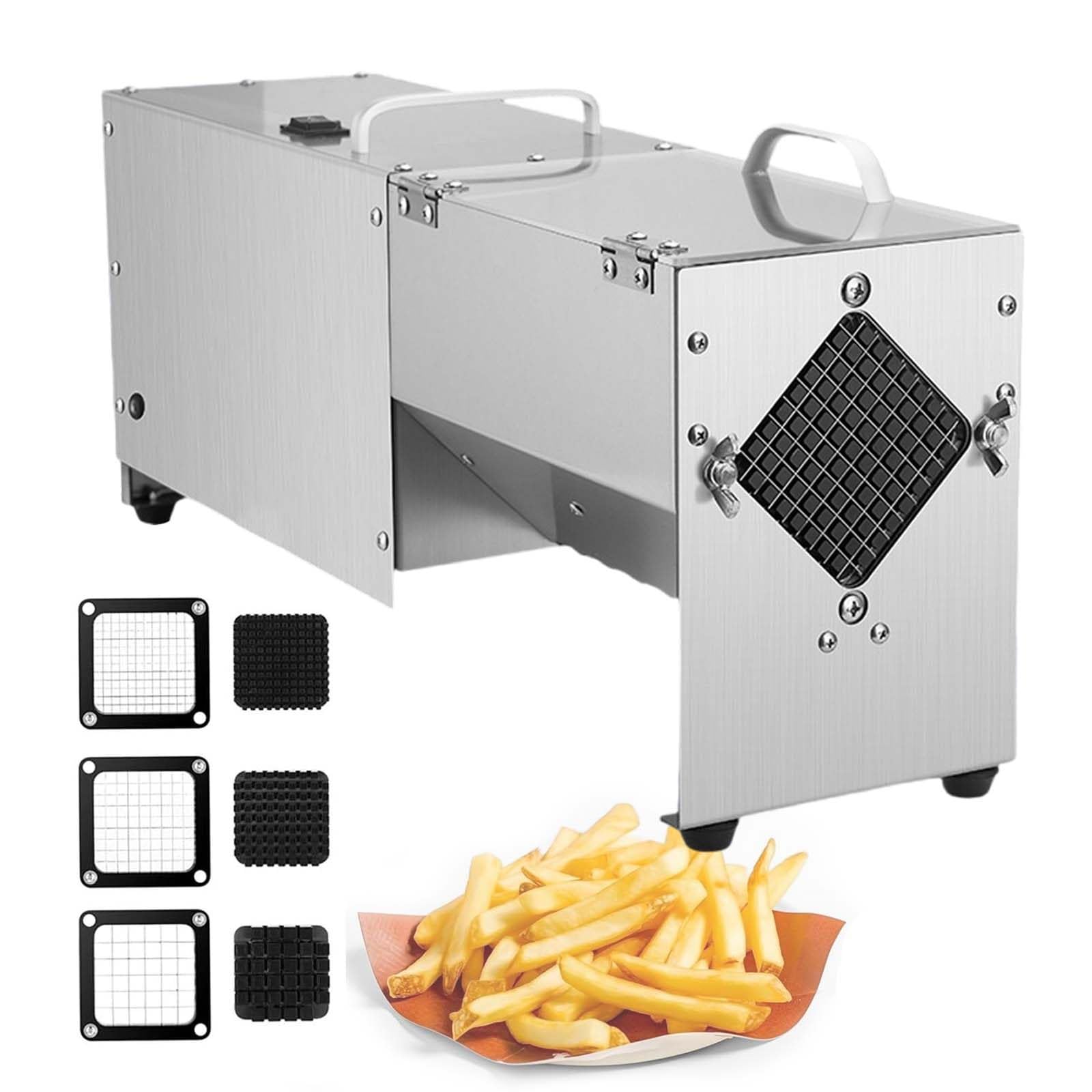 asdchZen Electric French Fry Cutter, 100W Automatic Professional Potato Chipper Blades Dicer, Stainless Steel Cutting Chipper With 3 Sizes Blade, For Potatoes, Carrots, Vegetable