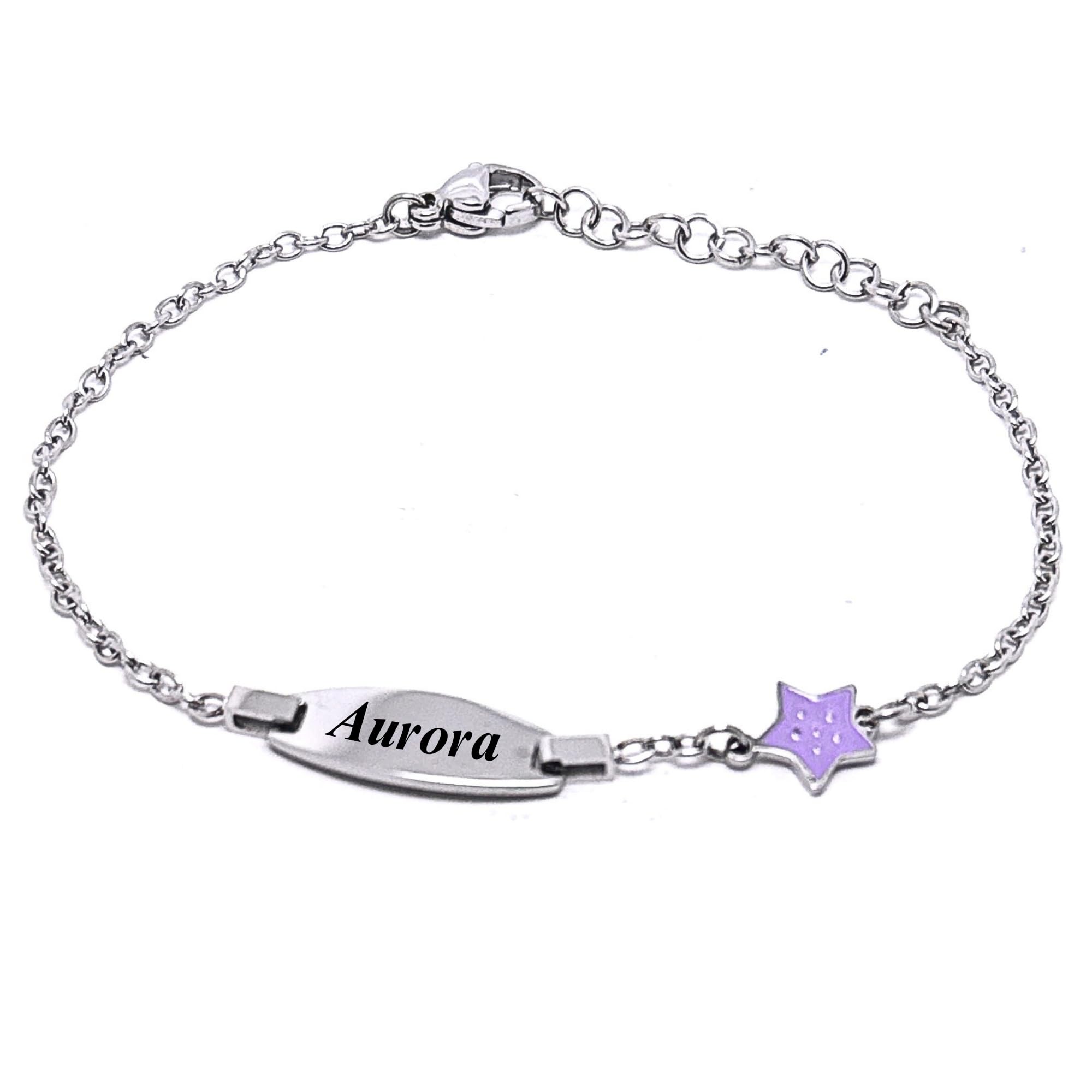 amorili Bracciale Bambina con Stellina Personalizzabile – Acciaio Inox Anallergico – Idea Regalo Battesimo, Compleanno, Nascita – Made in Italy bcc3106