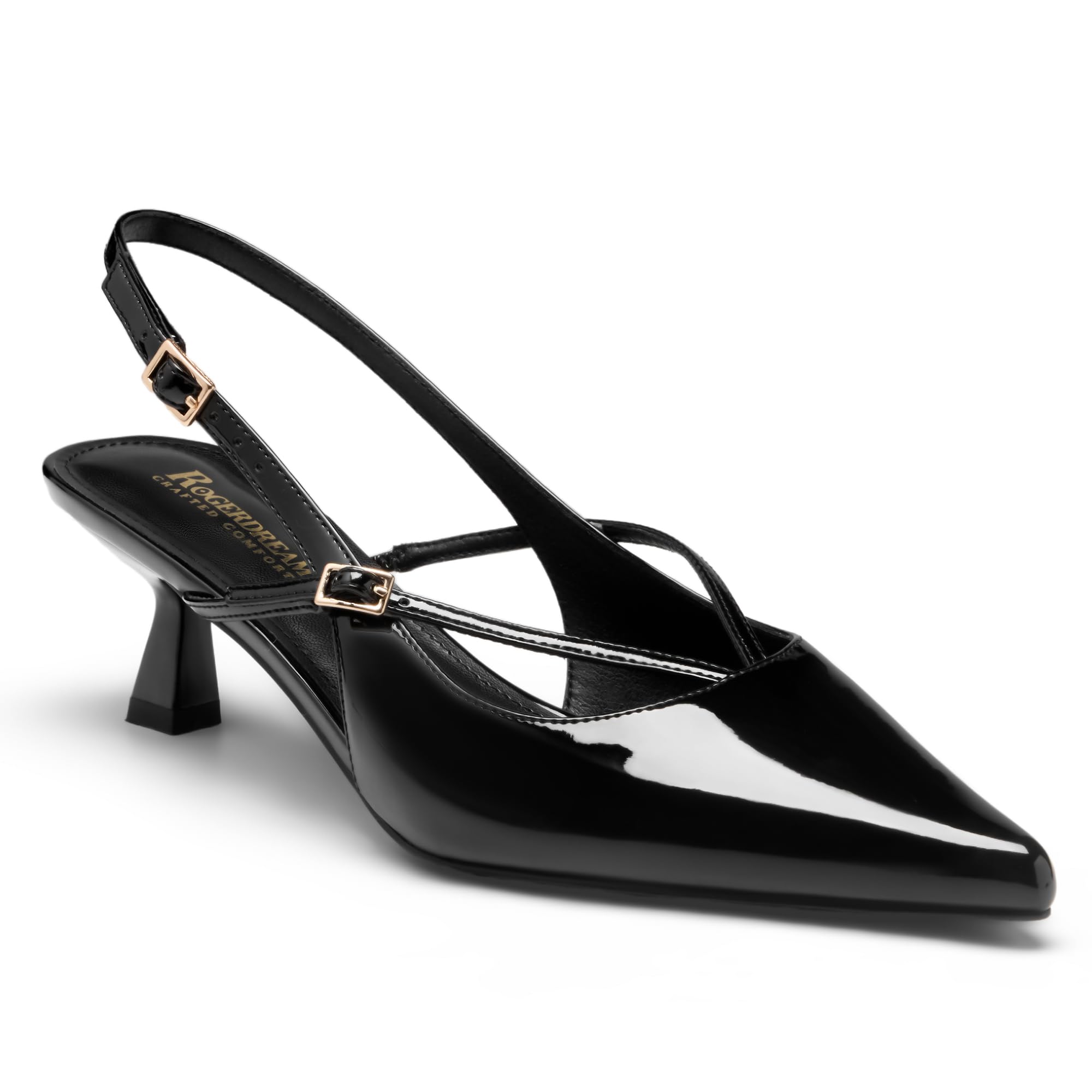 Women's Kitten Heel Slingback Pumps - Patent Vegan Leather Comfortable 2 Inch Pointed Toe Dress Pumps with Latex Insole Arch Support for Ladies Work Office Wedding Guest Bride Evening Party-image-41