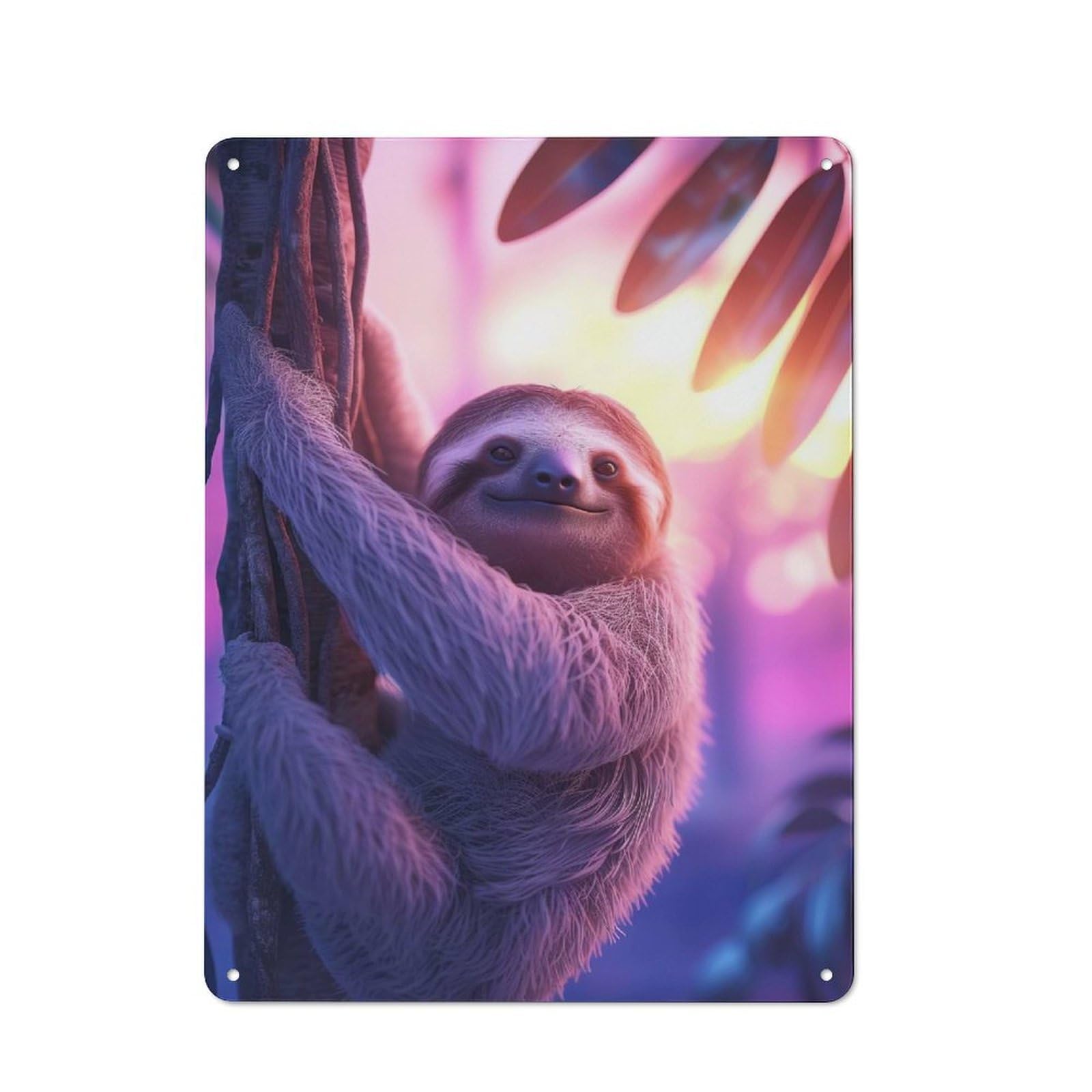 Retro Kitchen Metal Sign 40x30cm Featuring Sloth Aesthetic Sunset, Bistro Wall Plaque for Restaurant, Kitchen, Counter Or Breakfast Nook