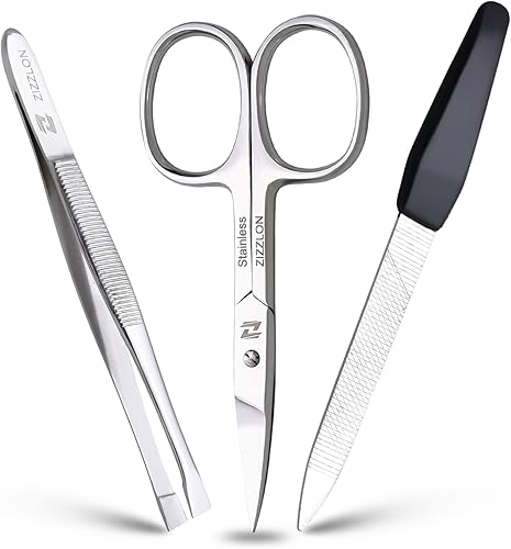 Juego de manicura Tijeras para cutículas, tijeras de uñas y cejas, cortaúñas, empujador de cutículas, lima de uñas, pinzas para cejas, kit