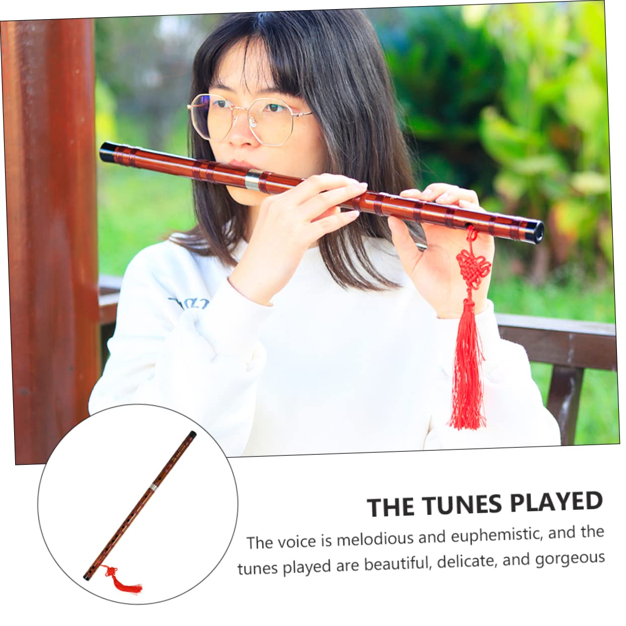 ibasenice Bambusflöte Traditionell Handgefertigt Chinesisches Musikinstrument mit Membranenschutz für Anfänger und Studenten