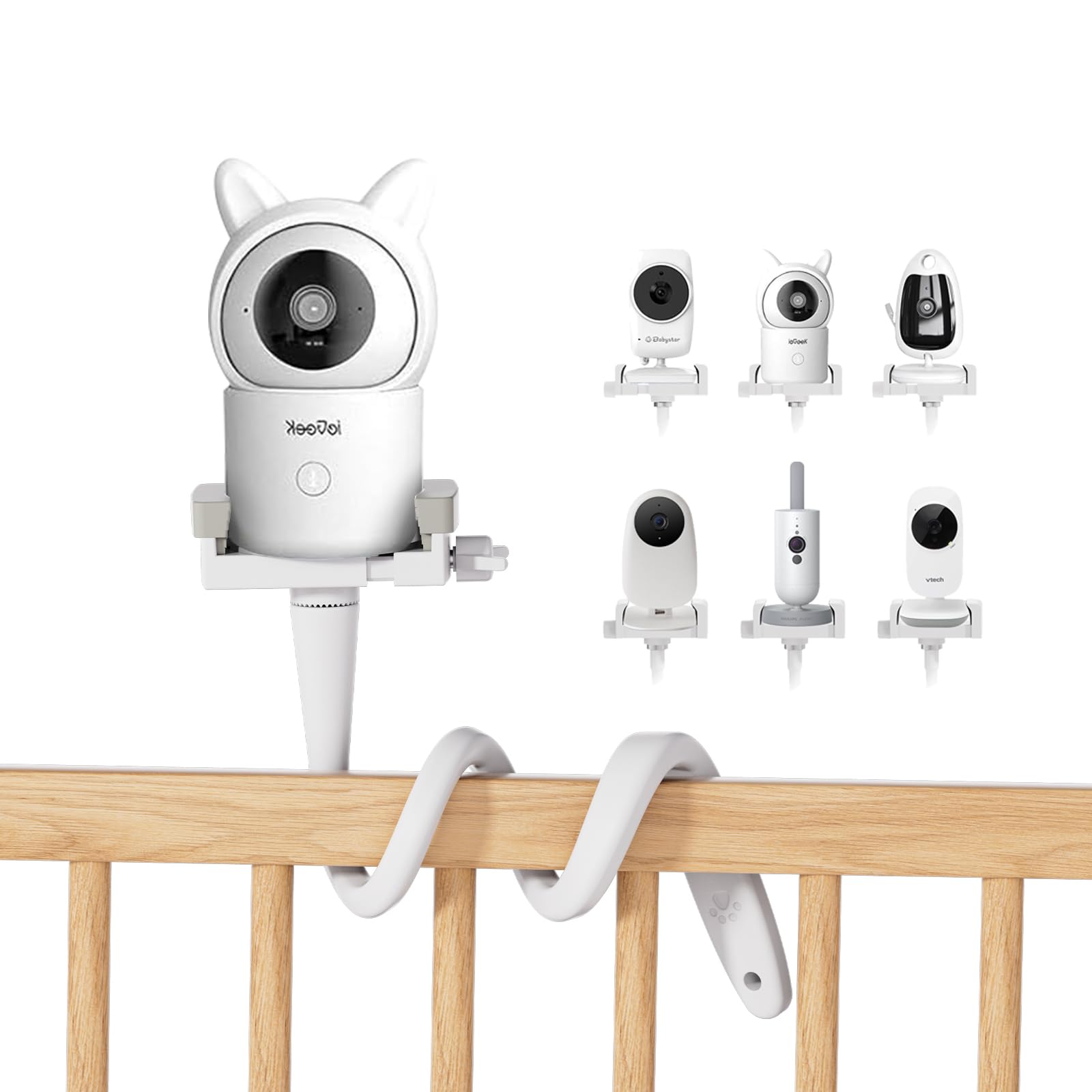 Flexible Baby Camera Mount Bracket for GHB/HelloBaby Monitor,Babyphone Accessories Stand for VTech/Momcozy/Boifun/Babystar/ieGeek/Blemil/Jeeber/Philips Video Monitor，Suitable for Most 1/4-inch Cameras