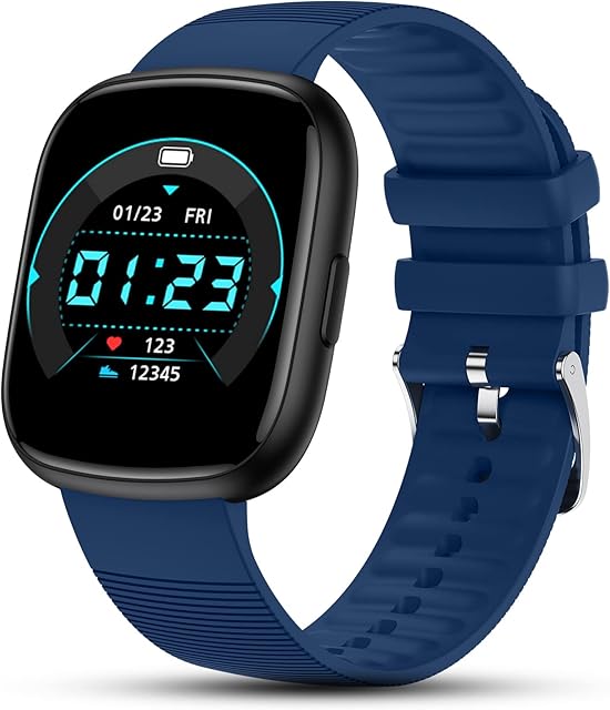 TEFLOTY Smart Watch for Women Men - Fitness Tracker with Heart Rate Monitor, Activity Tracker, Sleep Monitor, Calorie Counter, 1.4" Touch Screen, IP68 Waterproof Smartwatch for Andriod IOS, Blue