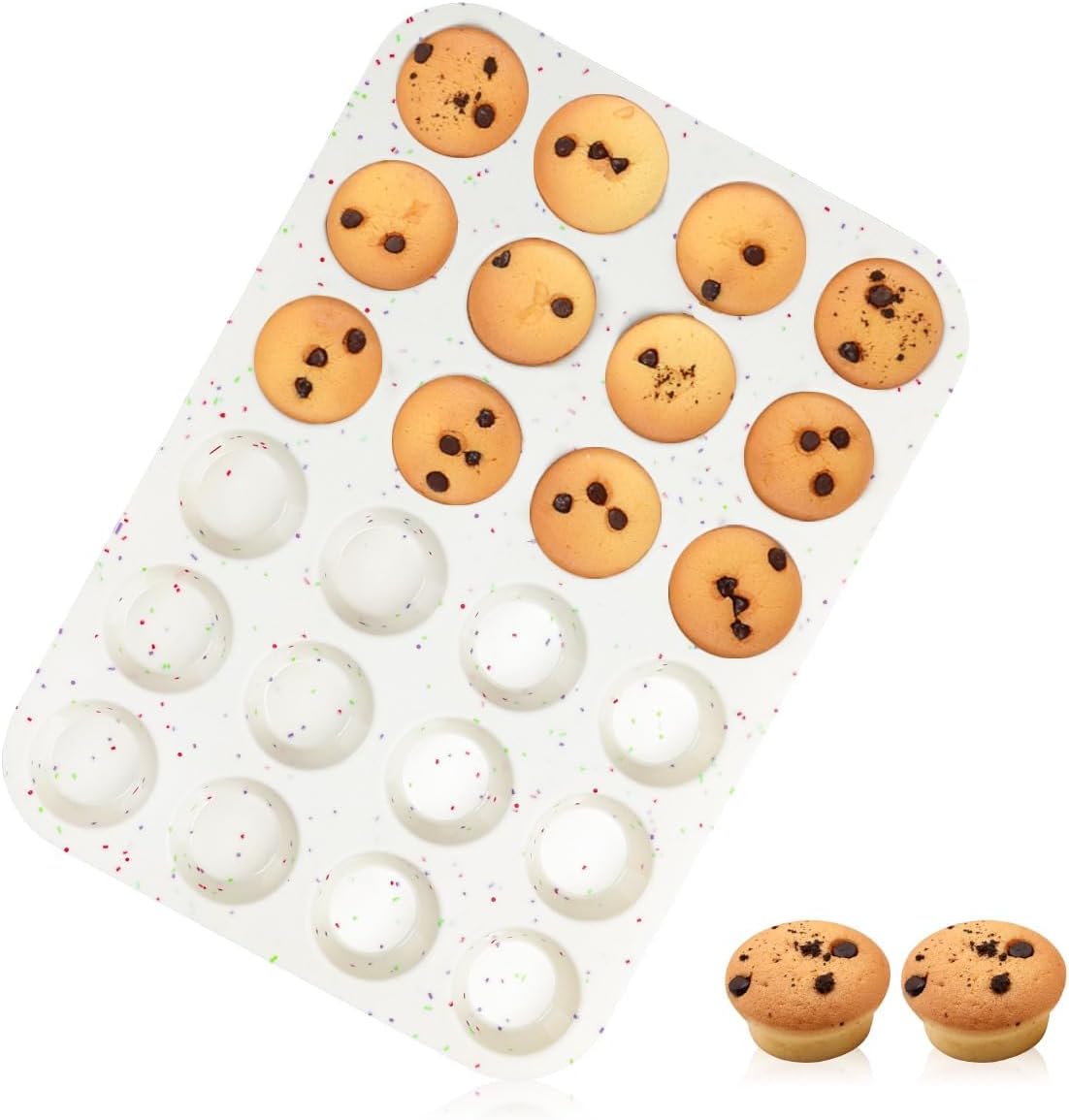Amazon.com: CAKETIME Silicone Mini Muffin Pan, 24 Cups Nonstick Mini ...