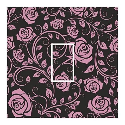 Sticar-it Ltd Pink & Black Floral Light Switch Sticker Cover