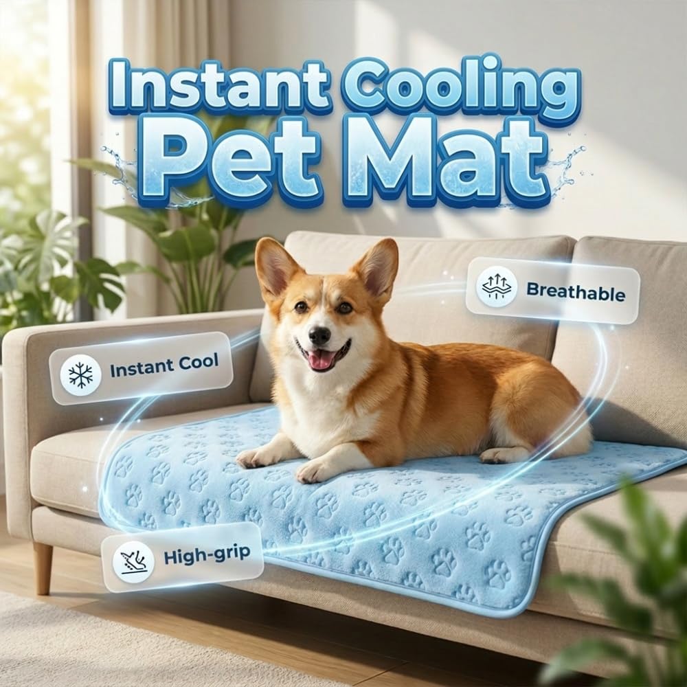 Kühlmatte für Hunde Selbstkühlende Hundematte Sommer Waschbar Kühlkissen Kühldecke Katzen Blau XL
