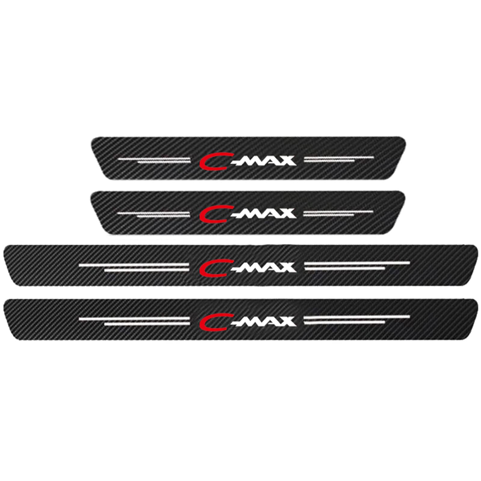 Eagleg C Max 4Pcs Door Sills Scuff Plate Sticker For Fo-Rd Fiesta Focus Etc Multi Model Series, Carbon Fiber Car Door Sill Protector Film Welcome Pedal Plate Guards Strip Car Styling Accessories, C-Max