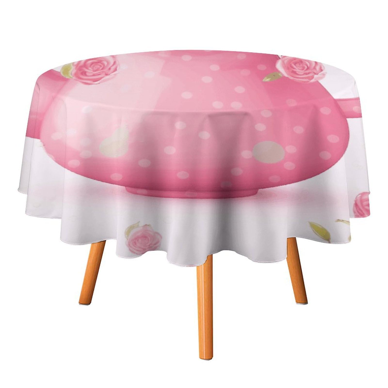 SMAZDFXX Teapot Tablecloth for Restaurant, Round Polyester Table Cover 36x36in for Party