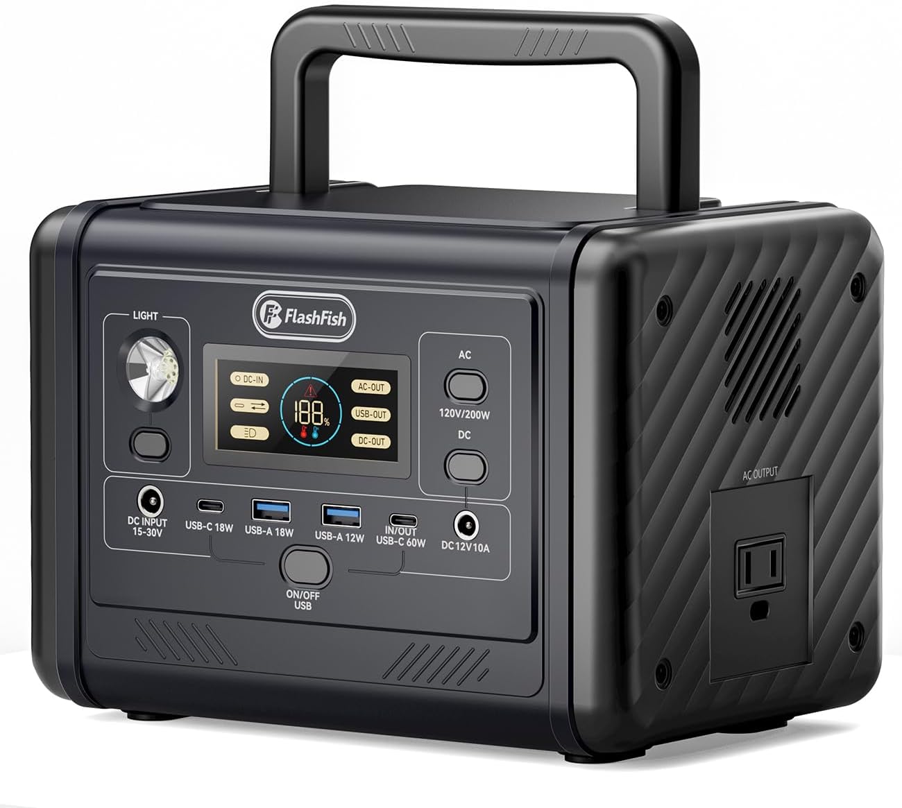 200W 153Wh Portable Power Station, LiFePO4 Battery Pack (400W Surge) Solar Generator with AC Outlets, PD 60W USB-C Port, Backup Power for Home Use, Camping, Emergencies