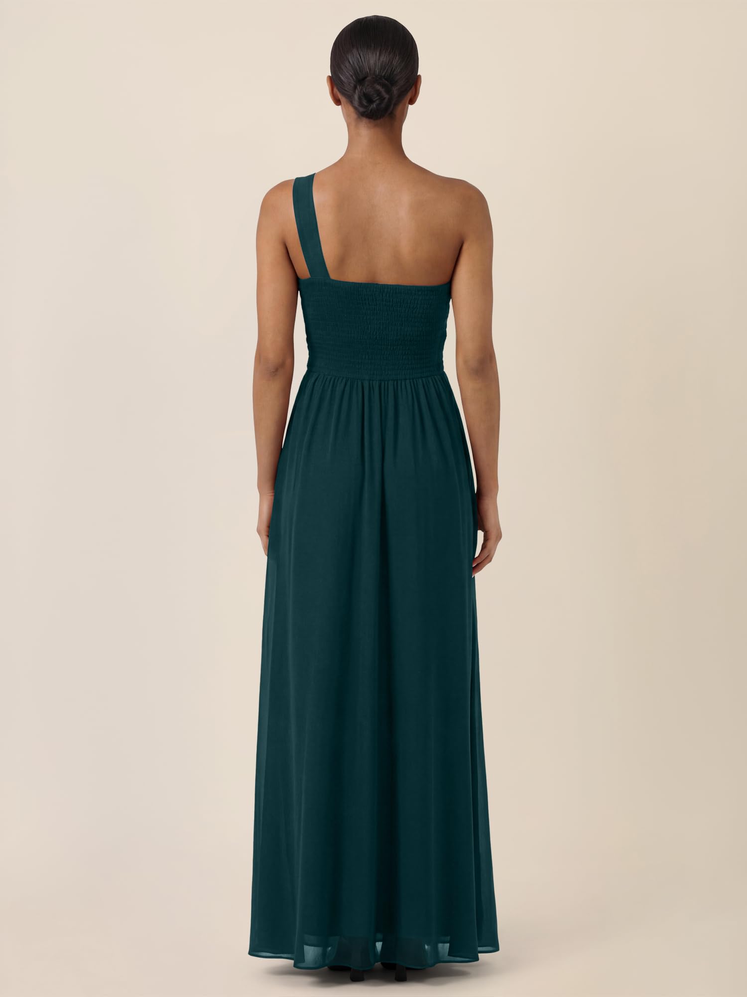 APART Fashion Damen One-Shoulder Chiffonkleid Abendkleider (1er Pack)