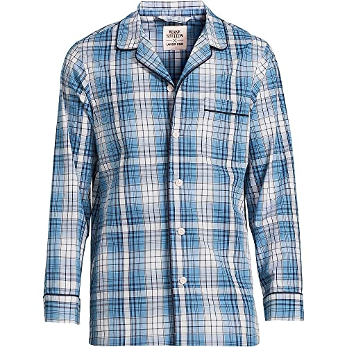Lands' End Mens Bs Poplin Pajama Shirt High Noon Plaid Big 4Xl #TOP2